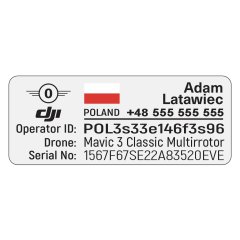 25x10mm aluminium Tabliczka operator drona